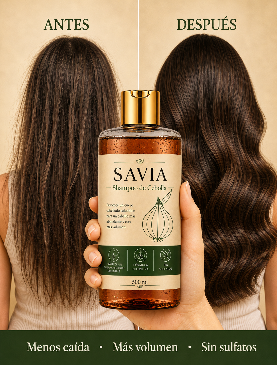 SAVIA - Shampoo hidrosol de cebolla - Activa los folîculos y reduce la caída
