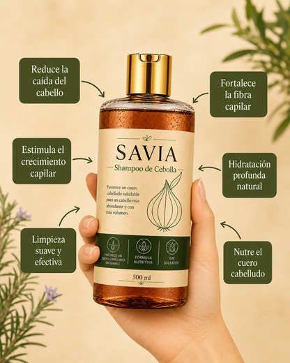 SAVIA - Shampoo hidrosol de cebolla - Activa los folîculos y reduce la caída